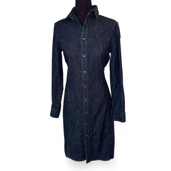 Polo Ralph Lauren Dresses & Skirts - Polo Ralph Lauren long sleeve button down Dark Wash Denim Shirt Dress SZ 6